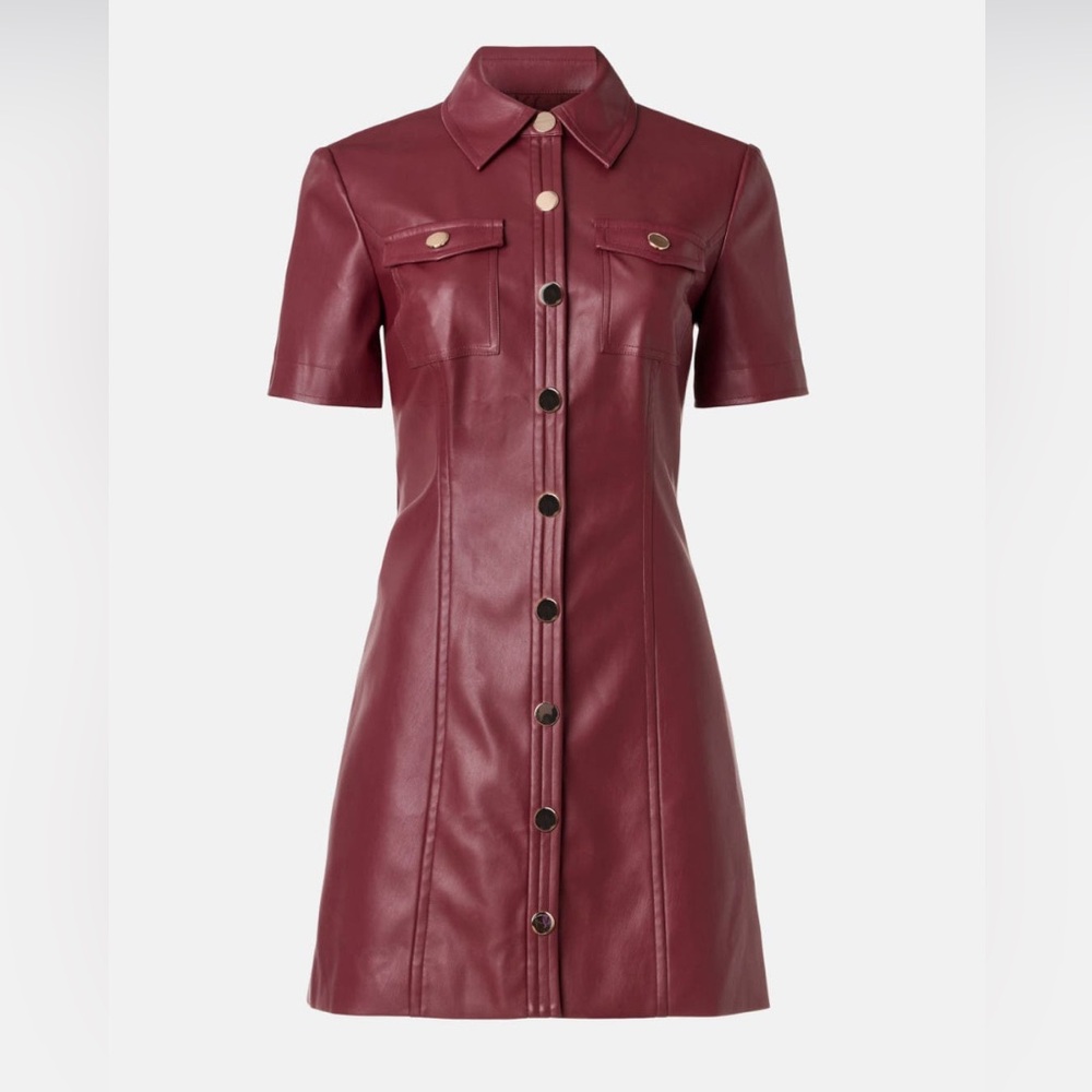 Women's Maroon Vegan Leather Dress